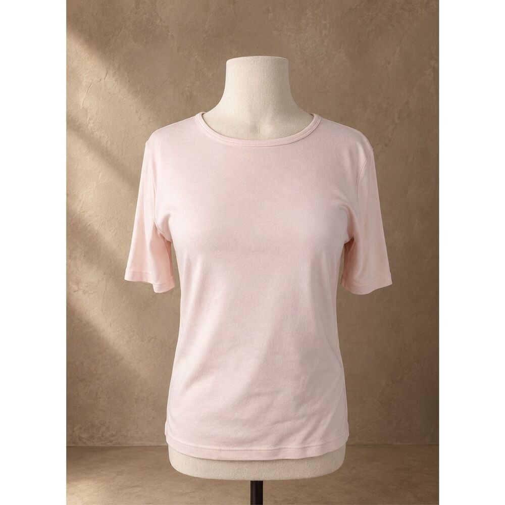 J.Crew Sz M Baby Pink Cotton Crewneck Tee Minimalist Short Sleeve Top